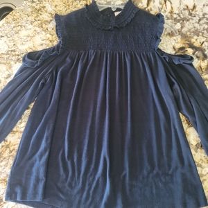 Loft navy cold shoulder medium top